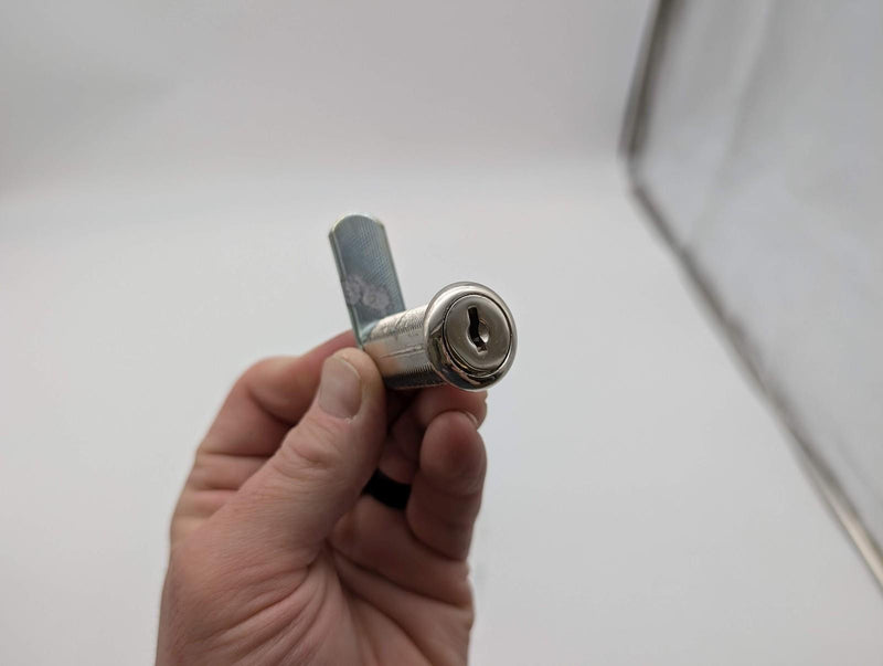 National C8055 Cam Lock 1-7/16" L 3/4" Dia Bright Nickel Keyed Diff 2