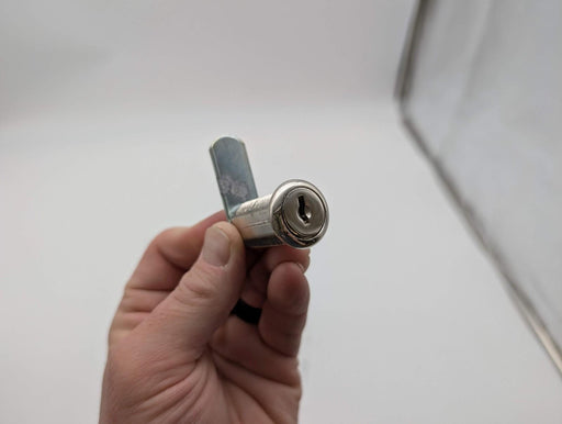 National C8055 Cam Lock 1-7/16" L 3/4" Dia Bright Nickel Keyed Diff 2