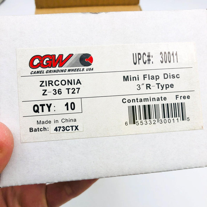 10x CGW Abrasives 30011 Flap Discs 3" Mini Zirconia Quick Change Type R 36 Grit 2