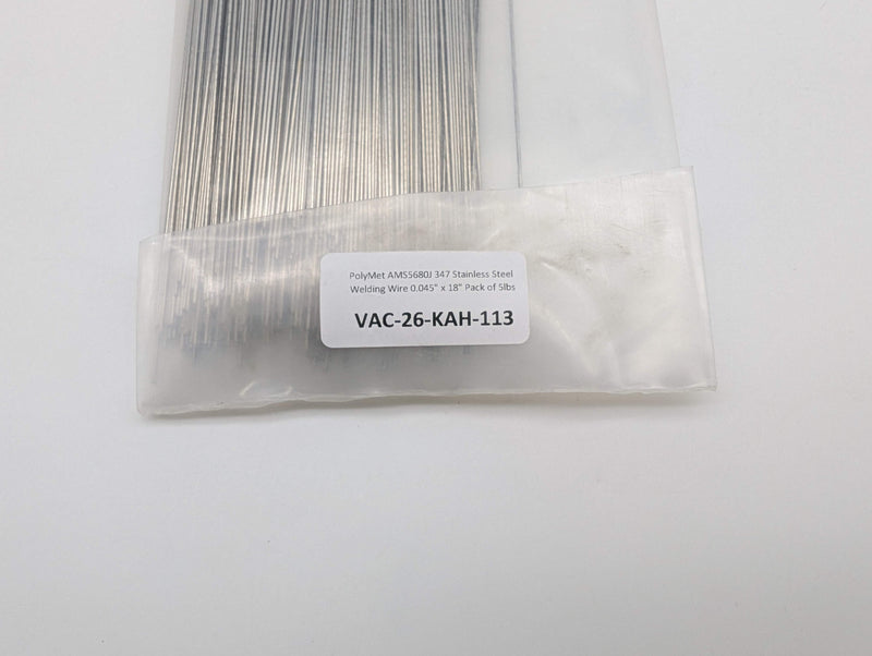 PolyMet AMS5680J 347 Stainless Steel Welding Wire 0.045" x 18" Pack of 5lbs