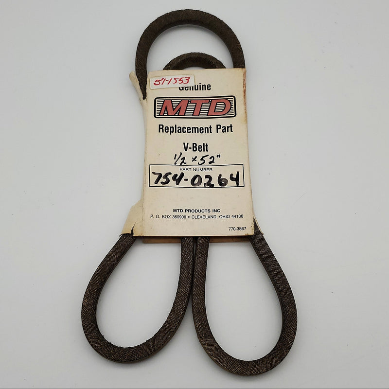 MTD 754-0264 Belt 1/2" Width 52" Length Oregon 15-598 Deck Drive Belt 1