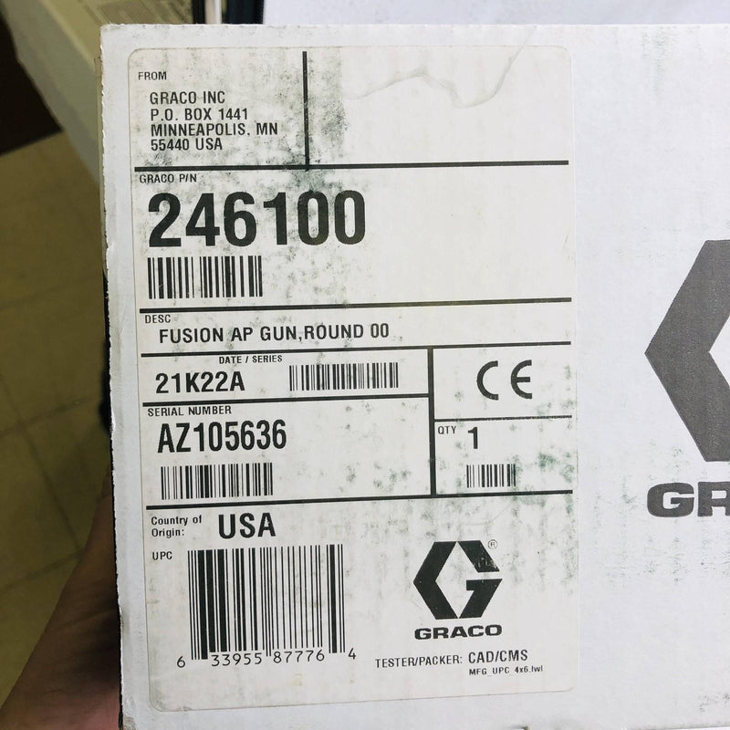 Graco 246100 Fusion Air Purge Spray Gun Round 00 Mix Chamber .029in Orifice Size 2