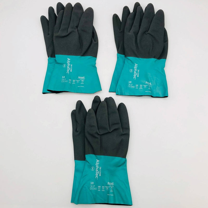 Ansell AlphaTec 58530B Chemical Resistant Work Gloves Sz 10 XL Nitrile 3 Pairs 1