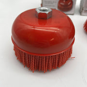 Langeman Cup Brush 6inch Nylon Filament 5/8-11 Thread 2500 Max RPM Lot of 3 6