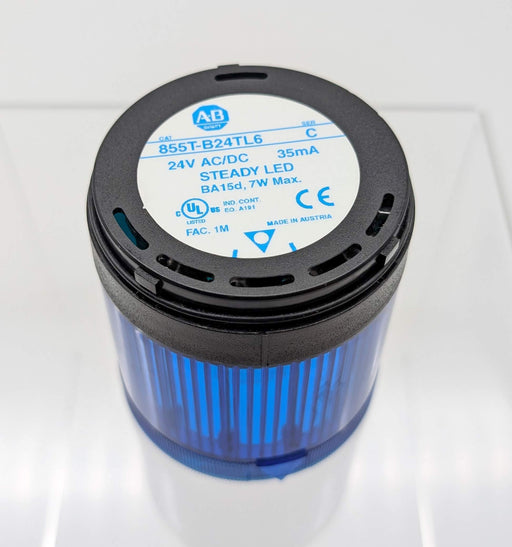 Allen Bradley 855T-B24TL6 Blue Stack Light Module Steady 24V w/ Bulb 1