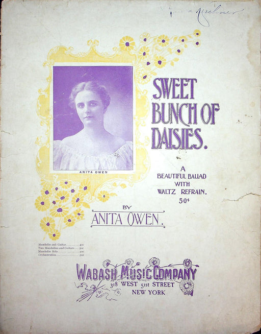 1894 Sweet Bunch Of Daisies Vintage Sheet Music Large Anita Owen Ballad Waltz 1