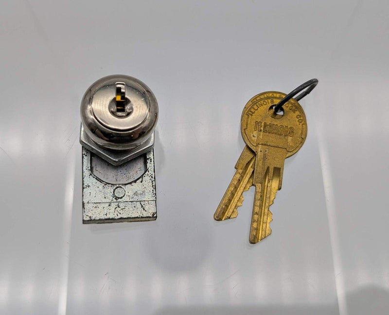 Illinois D3428 Box Style Steel Drawer Lock 7/8" D x 11/64" Cyl Type G Keyed Same