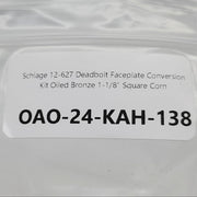 Schlage 12-627 Deadbolt Faceplate Conversion Kit Oiled Bronze 1-1/8" Square Corn 5