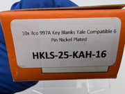 10x Ilco 997A Key Blanks Yale Compatible 6 Pin Nickel Plated 4