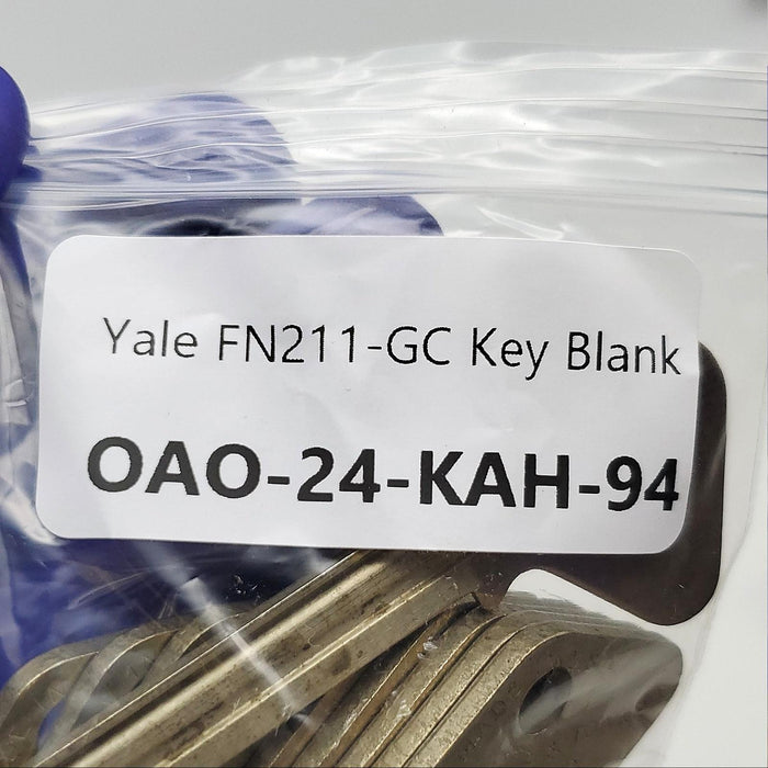 Yale FN211-GC Key Blank GC Keyway Hotel Motel Key 7-3/4 Pin Nickel Silver 3