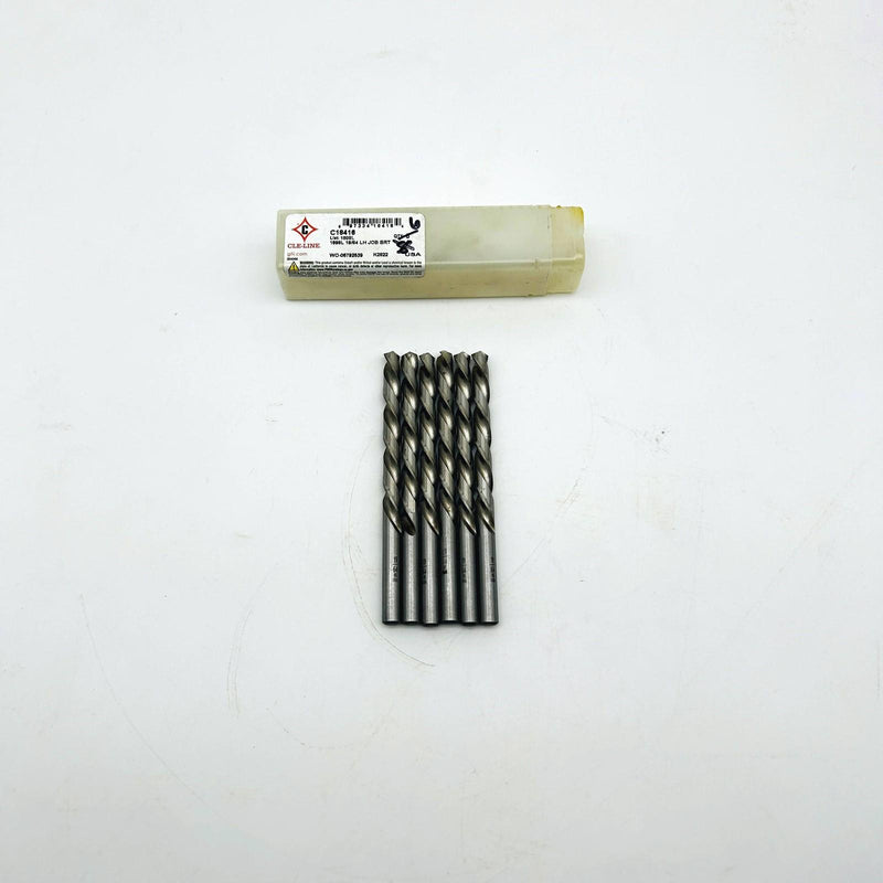 Cle-Line C18416 Jobber Length Drill Bit 1898L 19/64 LH Cut Bright HSS 6pk