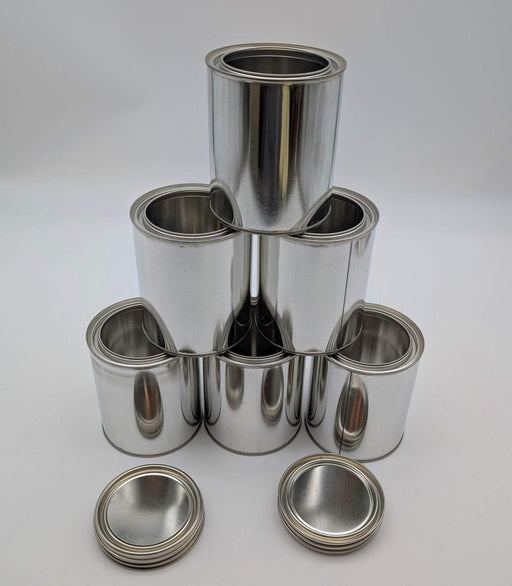Empty Quart Paint Cans w/ Lids Metal Unlined 4.85" H 4.25" D Pack of 6 1