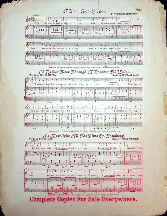 1908 I've Taken Quite A Fancy To You Sheet Music Large Theodore Morse Flirting 3