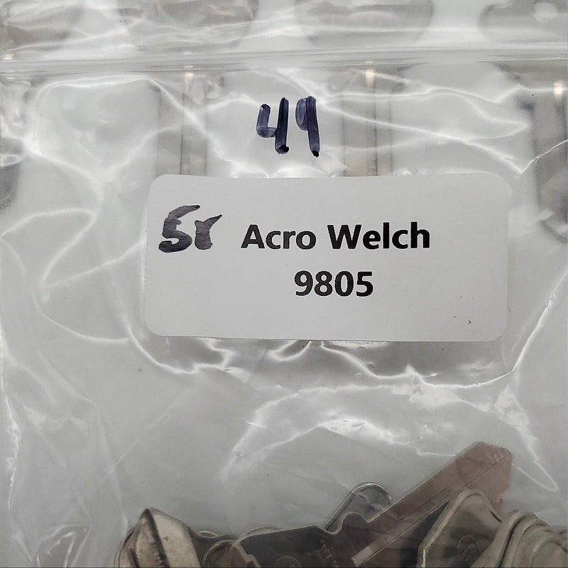 10x Acro Welch 9805 Padlock Key Blanks Nickel Plated 5 Pin Ilco 1123 / WE1 4