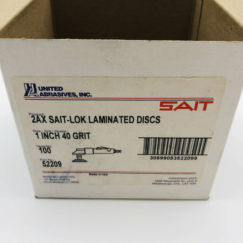 United Abrasives 55209 Laminated Discs 2AX Sait-Lok 1in 40 Grit 100 Pcs 3
