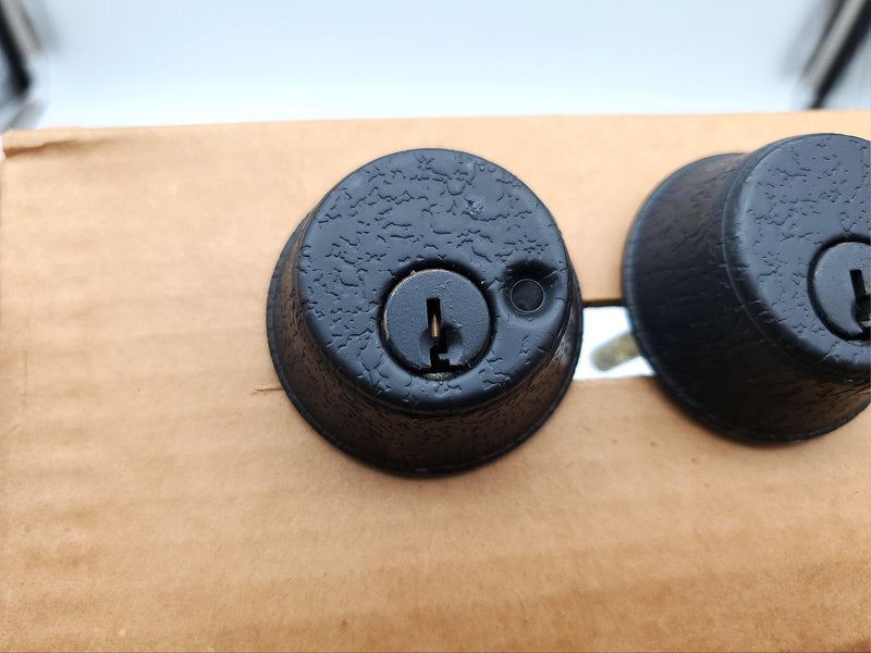 Falcon Deadbolt Double Cylinder Etched Black 2-3/8" Backset 930 Bore In USA Made 2