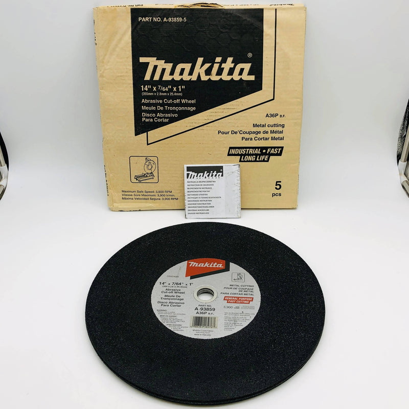 Makita A-93859-5 Cut-Off Chop Wheel Blade 14 x 1 x 1/8 A36P BF Metal Cutting 5pk 10