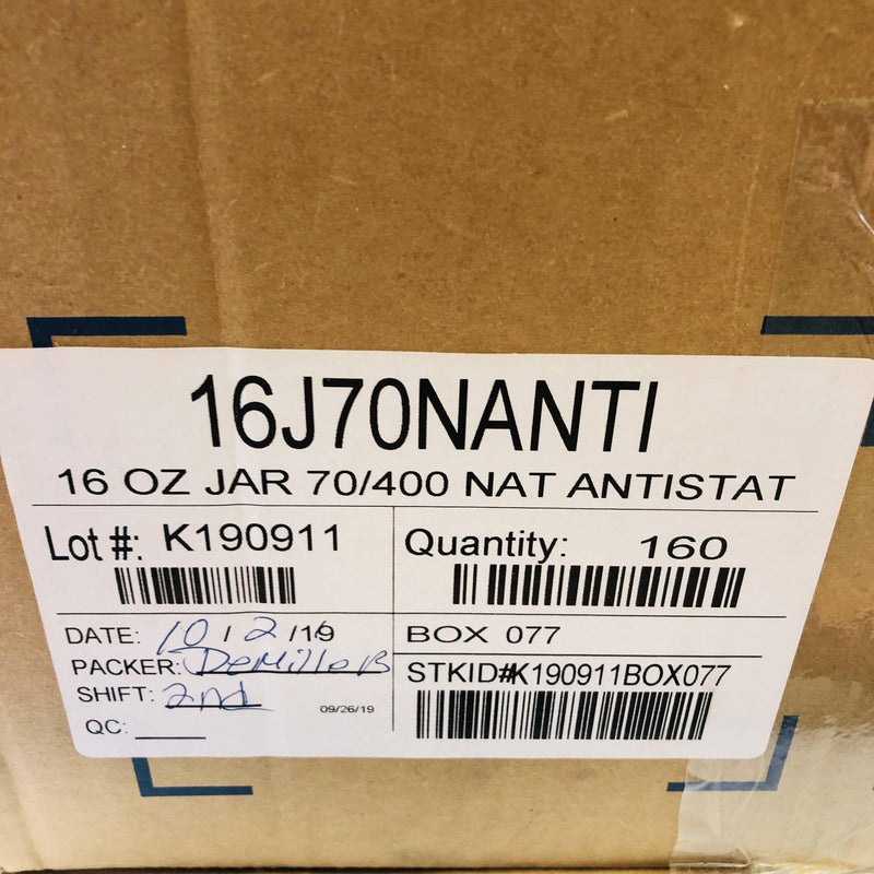 Alpha 16J70NANTI Plastic Round Jar 16oz 70/400 Natural Anti Static No Lid 160/Cs 9
