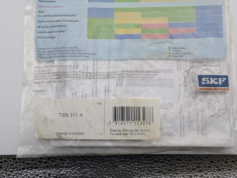 SKF TSN 311 A V-Ring Seal Kit for SNH & SNL 513-611 for 65mm Diameter Shaft 3