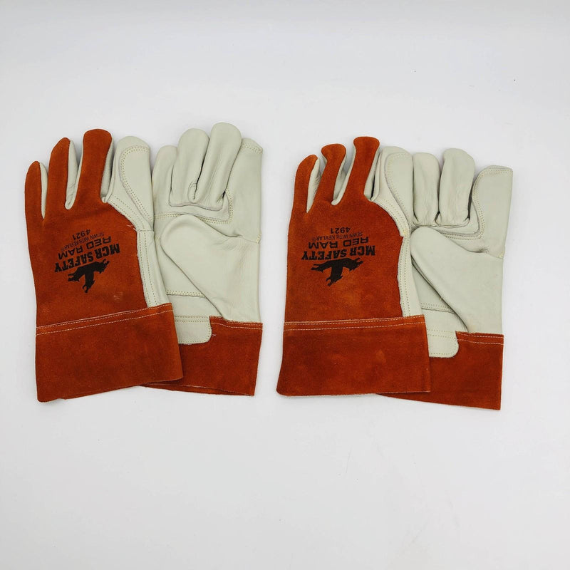 MCR Safety 4921 Welders Leather Gloves Size Large Red Ram Premium Cowhide 2 Pair 9