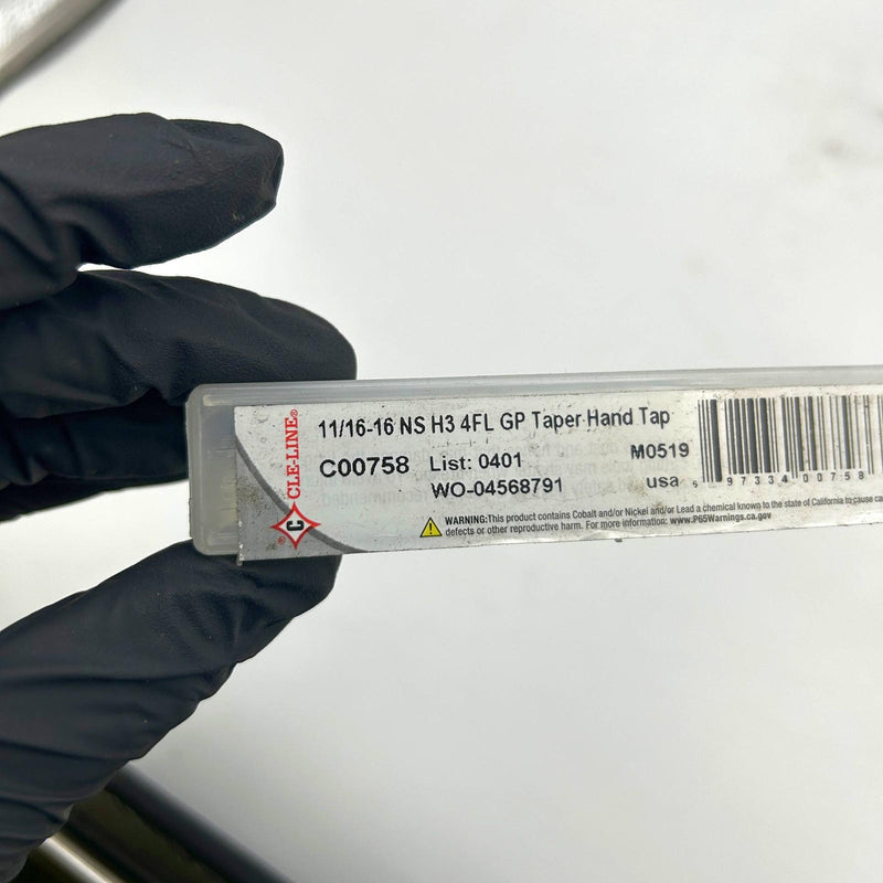 Cle-Line C00758 Taper Hand Tap Chamfer 11/16-16 NS H3 4 Flutes General Purpose 2