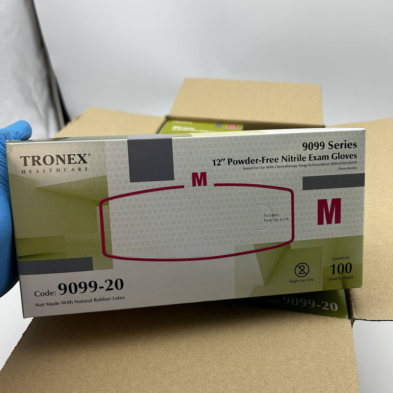 Tronex 9099-20 Disposable Gloves Medium Nitrile 12" Extended Cuff PF 1000/Case