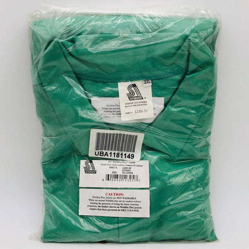 Steiner 12305 Welding Jacket 3XL 30" Weldlite Plus Green 9oz Grey Leather Sleeve 1
