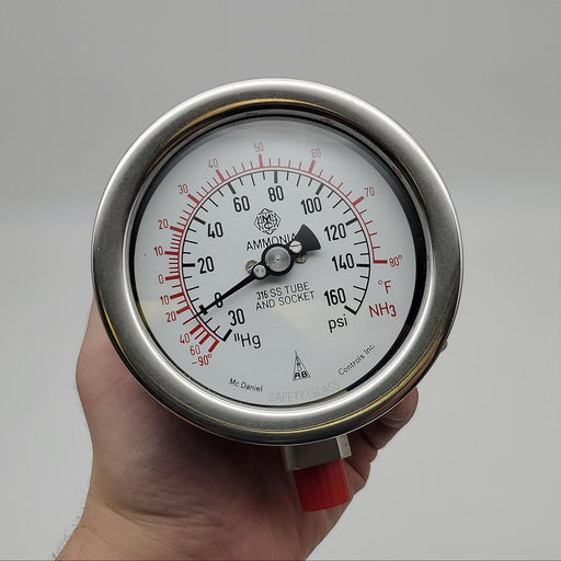 McDaniel Controls AYNH3 Ammonia Gauge 4" Dial 0-160 PSI 1/4" NPT Connection 1