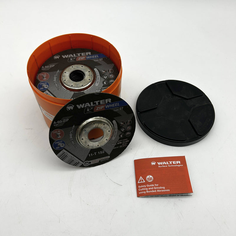 Walter 11-T-152 Cut-Off Wheel 5" x 3/64" x 7/8" Type 27 Zipcut A-60-Zip 25pk