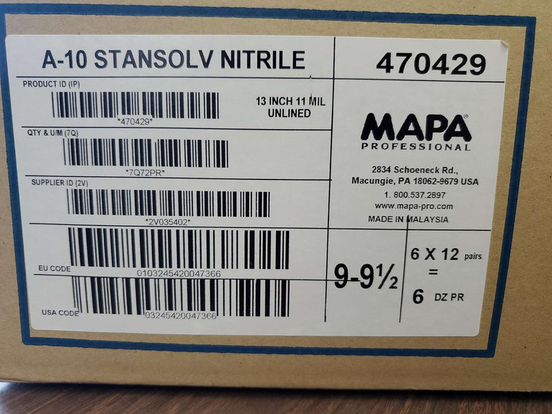 MAPA Nitrile Gloves 13" Length Size Med A-10 StanSolv 470429 Pack of 12 Pairs 5