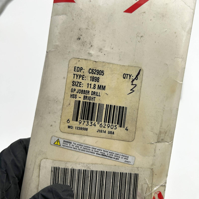 Cle-Line C62905 Jobber Drill Bit 11.8mm 1898 General Purpose HSS Bright Lot of 3