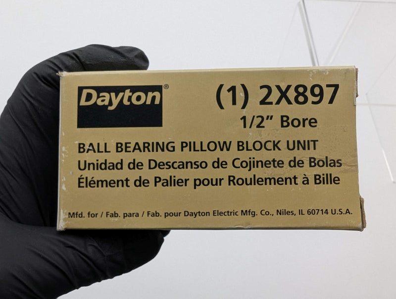 Dayton 2X897 Pillow Block Bearing 1/2" Bore 15/16 Shaft Height 4.187 OAL 4