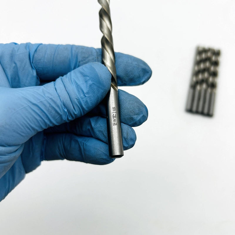 Cle-Line C18416 Jobber Length Drill Bit 1898L 19/64 LH Cut Bright HSS 6pk