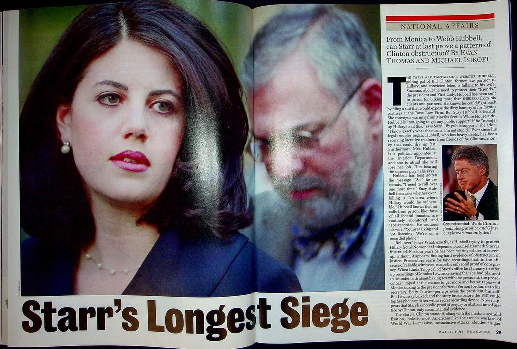 Newsweek Magazine May 11 1998 Monica Lewinsky Webb Hubbell Kenneth Starr Clinton 4