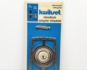 Kwikset Escutcheon Grecian Antique Brass Deadbolt & Knob Trim 8-3/8" Long NOS 3
