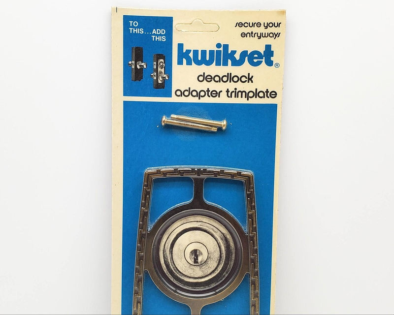 Kwikset Escutcheon Grecian Antique Brass Deadbolt & Knob Trim 8-3/8" Long NOS 3