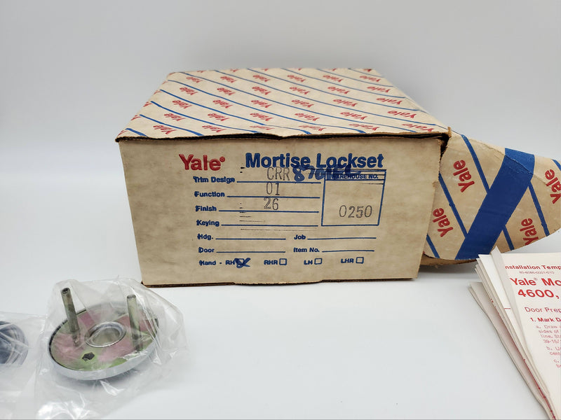 Yale 8701FL Mortise Lever Lockset Passage Function RH Chrome CRR Trim 2-3/4" BS