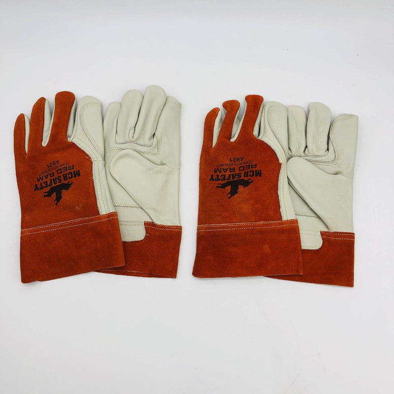 MCR Safety 4921 Welders Leather Gloves Size Large Red Ram Premium Cowhide 2 Pair 8