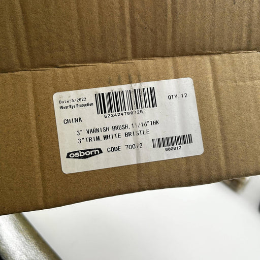 Osborn 70072 Varnish Brush 3in Wide 11/16in Thick 3in Trim White Bristle 12pk 2