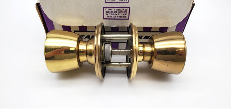 Falcon Door Knob Storeroom Lock Bright Brass 2-3/4" Backset 581 DL USA Made NOS 4