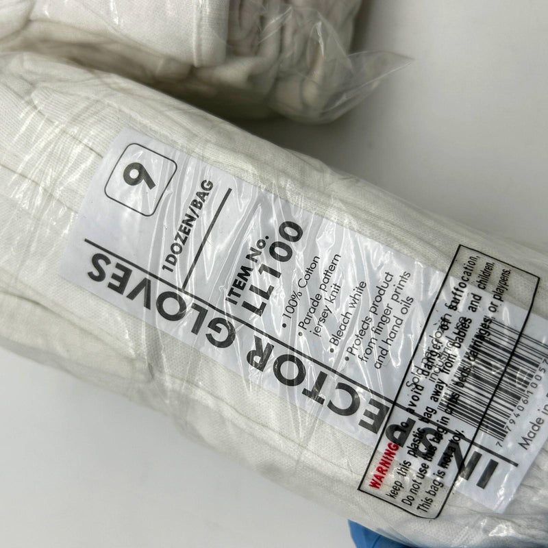 Superior LL100 Parade Inspector White Gloves Size 9 Large Cotton 36 Pairs 2