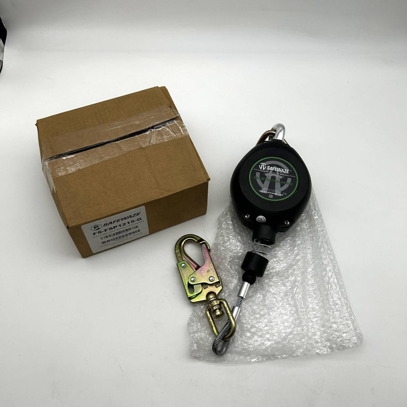 Safewaze FS-FSP1215-G Self Retracting Lanyard 15ft Cable Poly Housing SRL