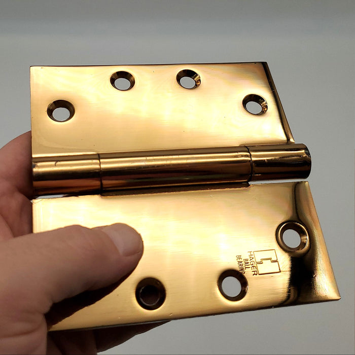 3x Hager BB 700 Door Hinges 4.5" x 4.5" Bright Bronze Full Mortise Ball Bearing 4