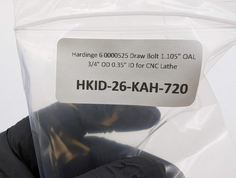 Hardinge 6 0000525 Draw Bolt 1.105" OAL 3/4" OD 0.35" ID for CNC Lathe