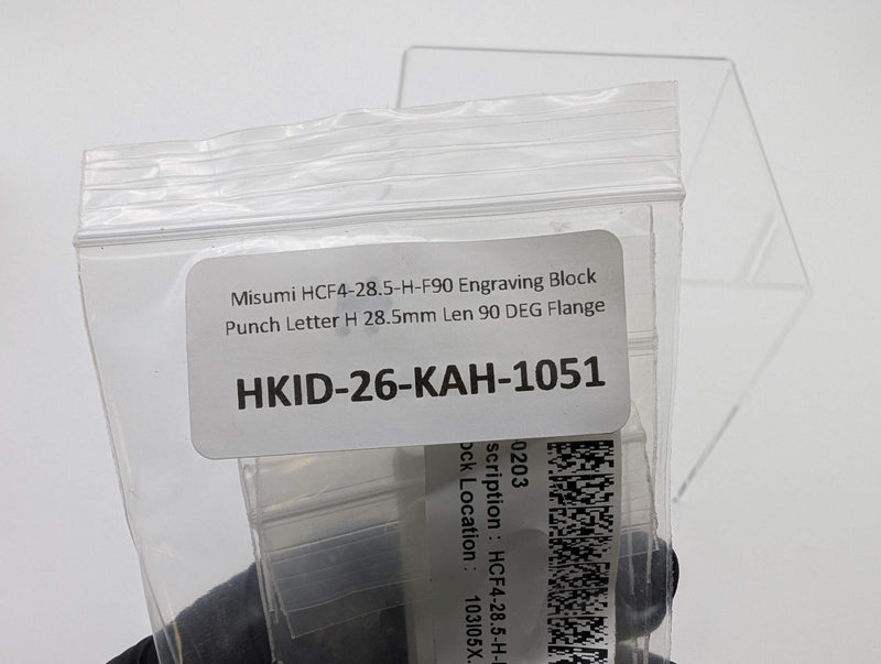 Misumi HCF4-28.5-H-F90 Engraving Block Punch Letter H 28.5mm Len 90 DEG Flange