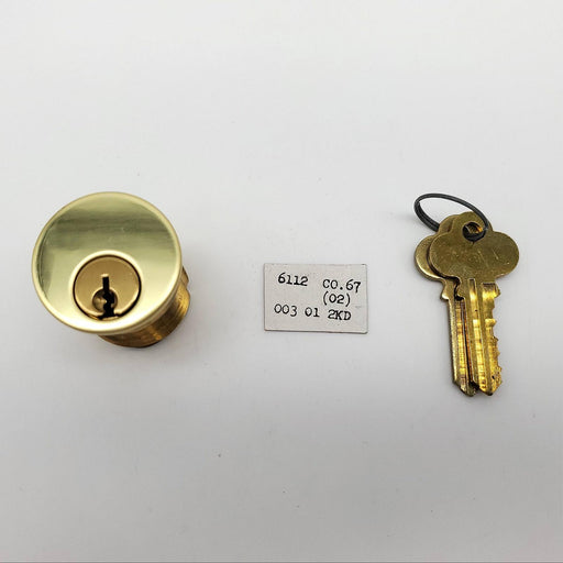 Acro Welch Mortise Cylinder Lock 1-1/2" Bright Brass Corbin 67 Keyway CO 67 NOS 2