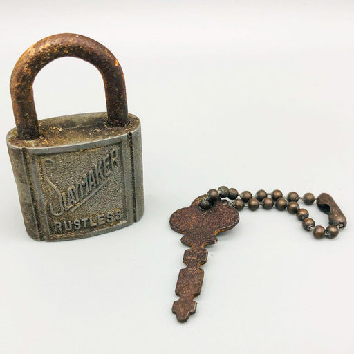 Vintage Slaymaker Padlock Lock and Key Rustless Steampunk Art Deco USA Made Work 1