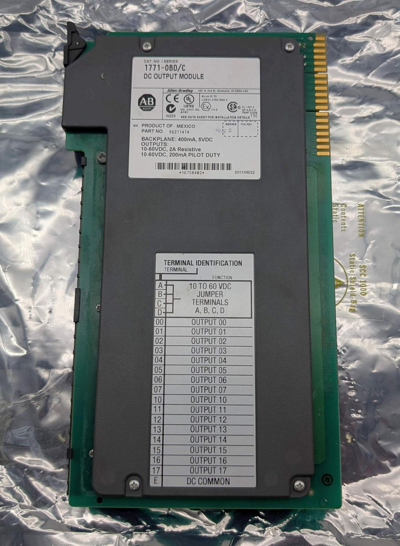 Allen Bradley 1771-OBD/C DC Output Module 16 Point 10-60 VDC 2A Used 1