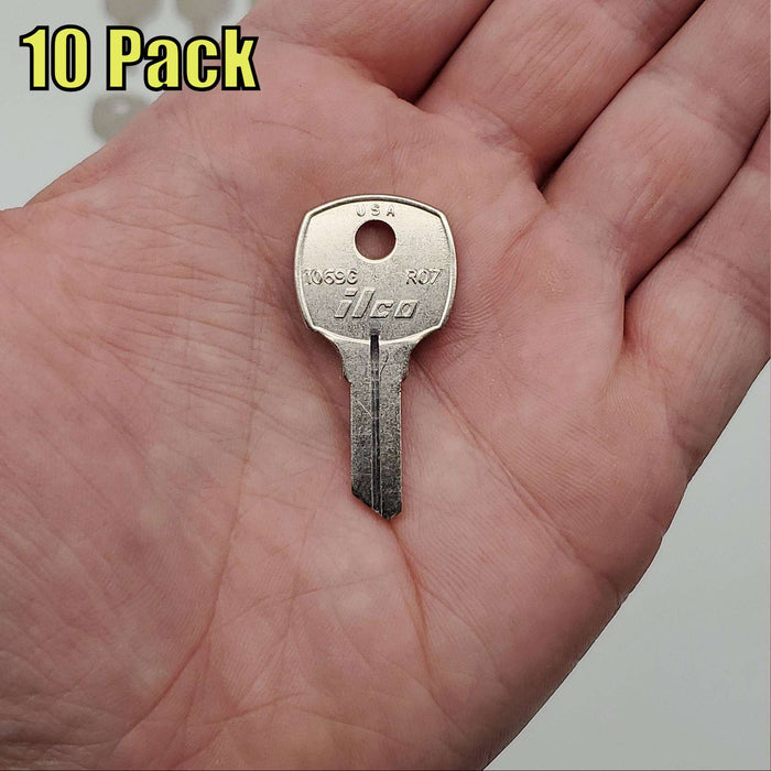 10x Ilco 1069G Key Blanks For National D8787 5 Disc Locks Nickel Plated NOS