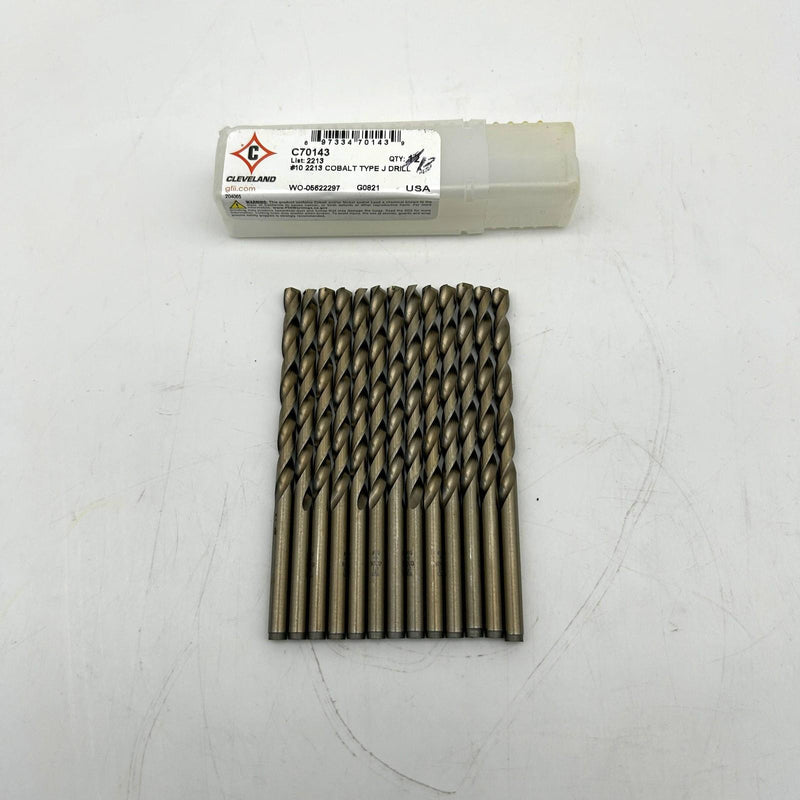 Cleveland C70143 Drill Bit Number 10 List 2213 Cobalt Type J Straw Oxide 13pk 10